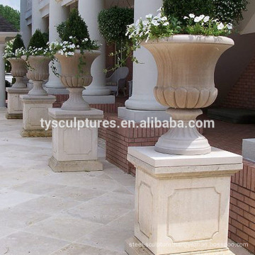 2019 popular western style custom hand carved stone flowerpots for home garden